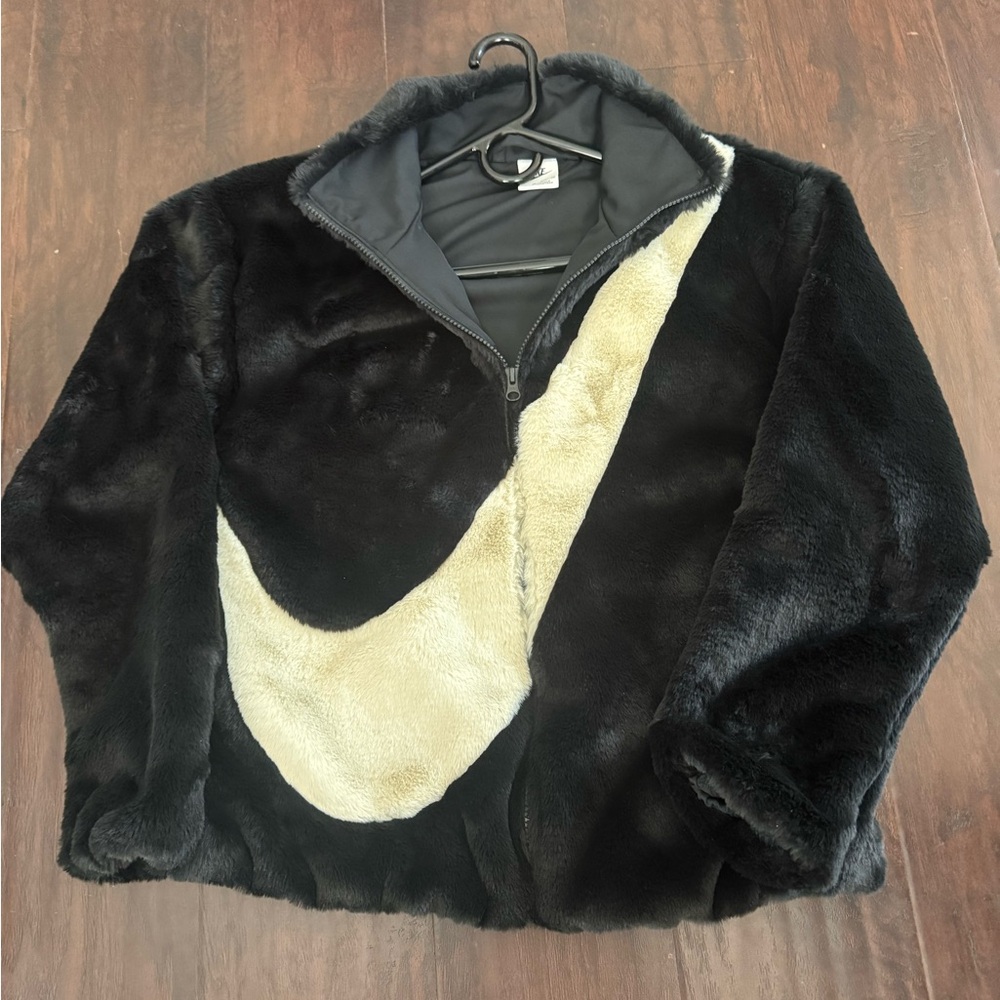 Nike Black and Cream Teddy Jacket
